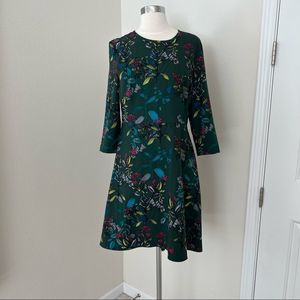 Banana Republic 3/4 Sleeve Green Floral Dress 6